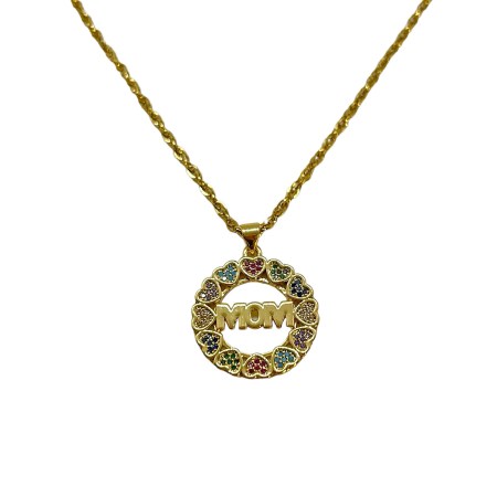 necklace steel gold chain with gold element mom2